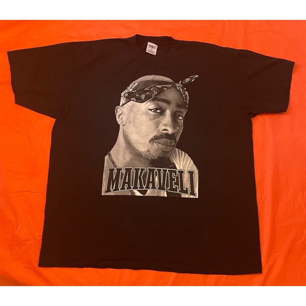 Tupac Shakur Makaveli Y2K Face Big Print Rap Hip-Hop T-Shirt‎ Size 4XL